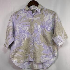 Vintage Cristin Stevens Cropped Floral Button Up Shirt Small Made USA